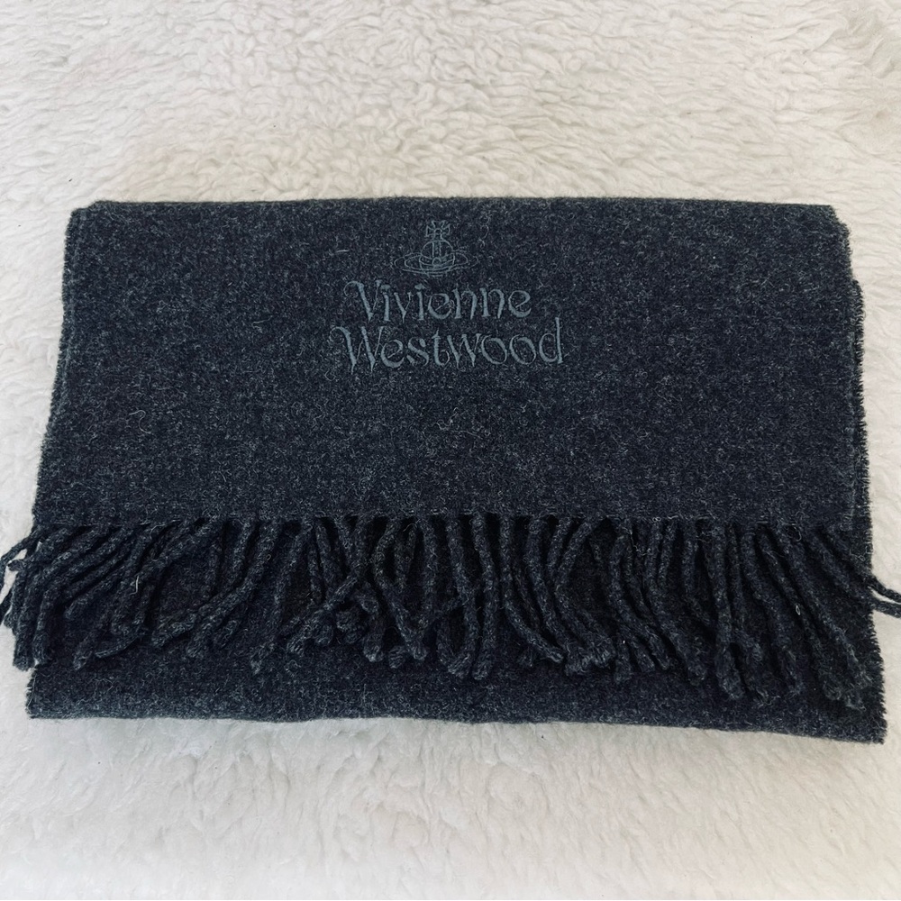 Vivienne Westwood Charcoal Black 100% Wool Unisex Shawl/Wrap Muffler 60” x 12” - Picture 10 of 11
